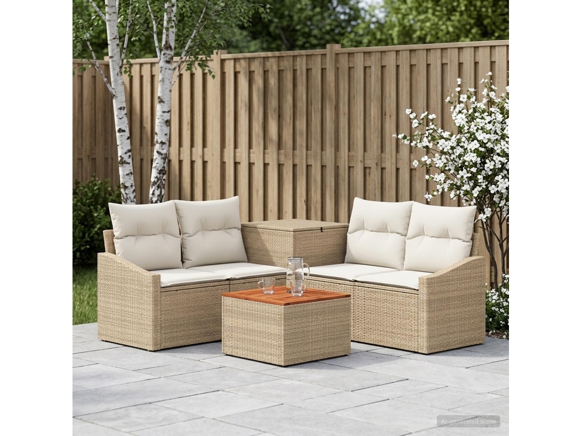Vidaxl Conjunto De Sofás 6 Unid. Bege E Branco Creme