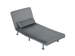 Poltrona cama Dobrável Cinza com Encosto Regulável