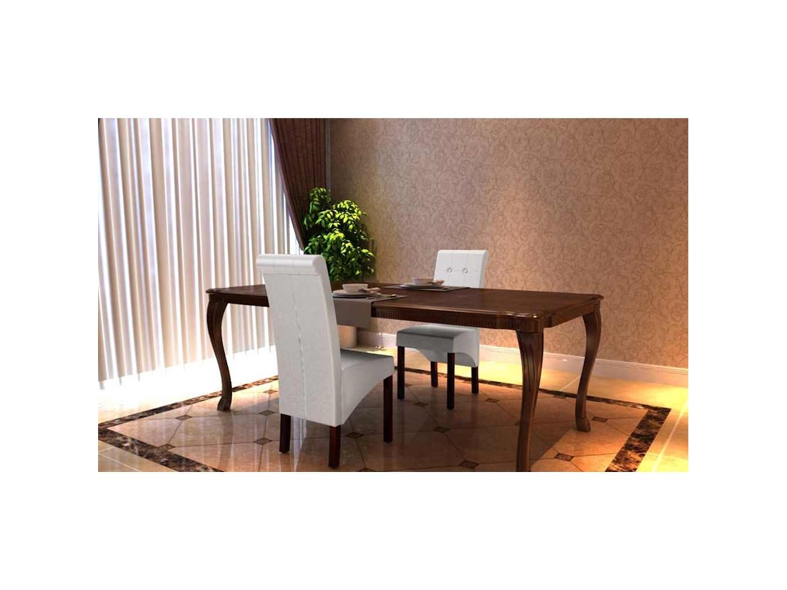 2 Pcs Cadeiras De Jantar | Cadeira De Refeição | Cadeira De Cozinha Couro Artificial Branco Wsd619997 Lovely Home