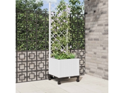 Vidaxl Vaso De Jardim Com Treliça E Rodas Branco 40 X 40 X 146 Cm Pp