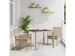 Vidaxl Conjunto De Jantar Para Jardim 3 Unid. Bege Vime Pe