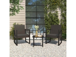 Vidaxl 3 Pcs Conjunto Lounge De Jardim C/ Almofadões Vime Pe Preto