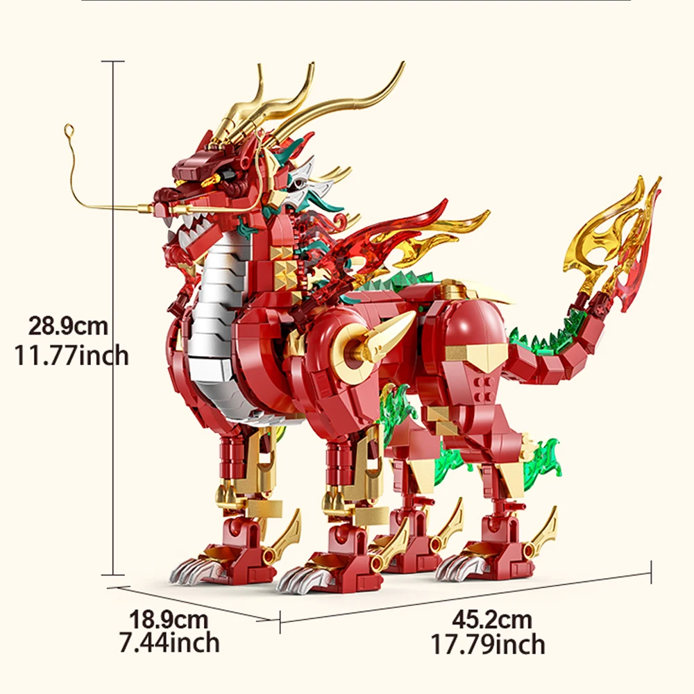 Conjunto De Blocos De Montar Chinês Qilin (1386 Peças) - Brinquedo Diy Para Montar E Decorar Sua Mesa