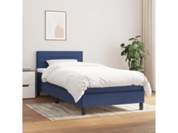 Vidaxl Cama Com Molas/colchão 80x200 Cm Tecido Azul