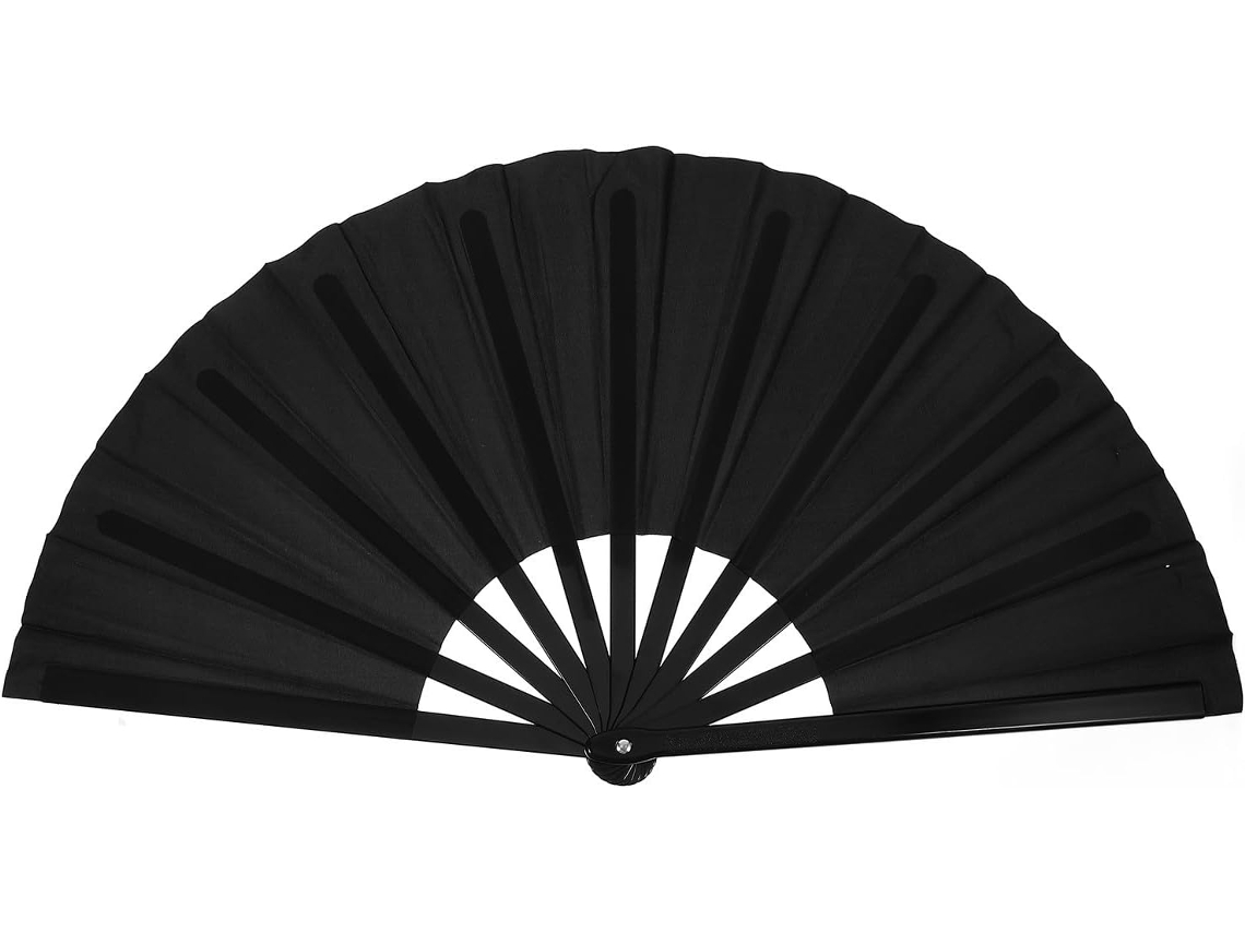 Leque Dobrável Preto Estilo Chinês Antigo Portátil Abs Poliéster Fácil Transportar Acessório Festas Decoração GOKOCO
