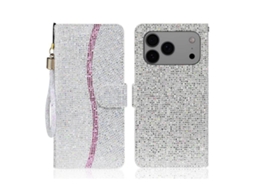 Capa De Couro Para Iphone 17 Pro Com Pó De Glitter