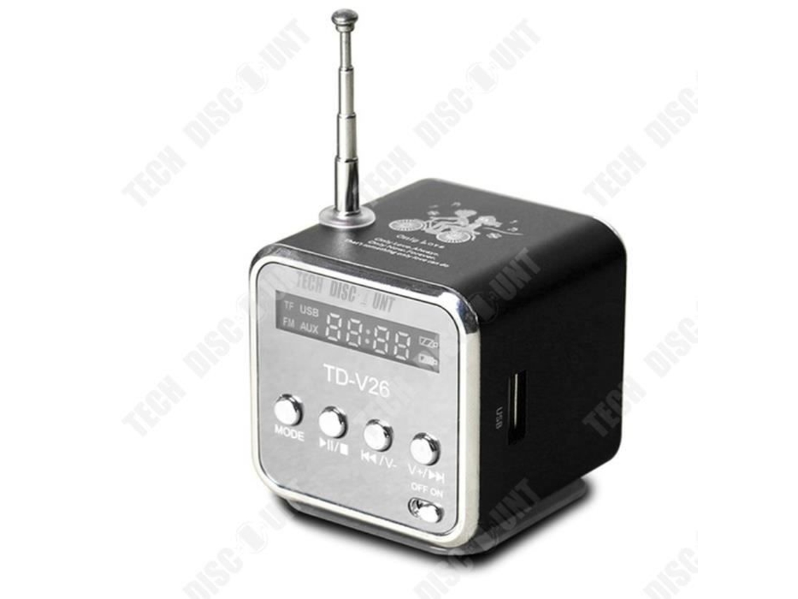 Mini Speaker Td® Preto 4Gb Alto-falante Portátil Com Mini Rádio FM Multifuncional Alto-falante USB Para Laptop Desconto em Tecnologia