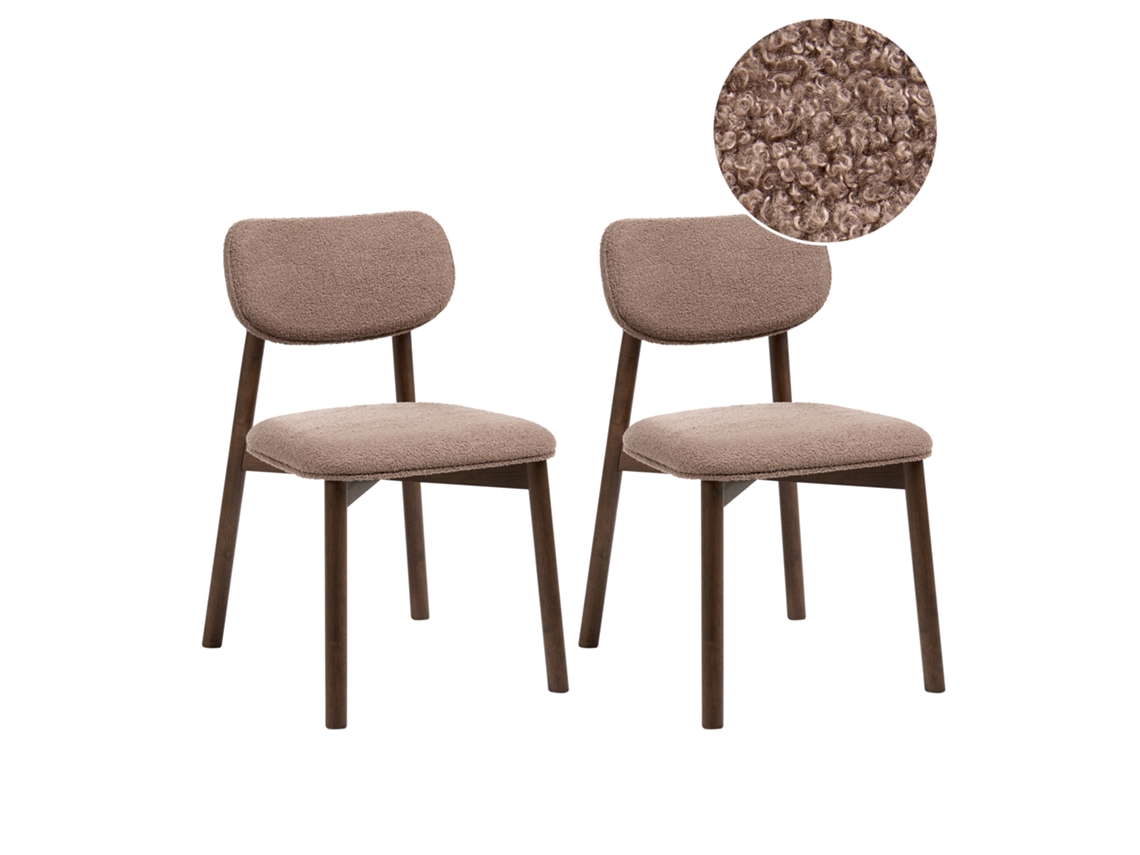 Sillas Con Asiento Y Respaldo De Bouclé Beliani Mills De Bouclé Marrón 50x58x80