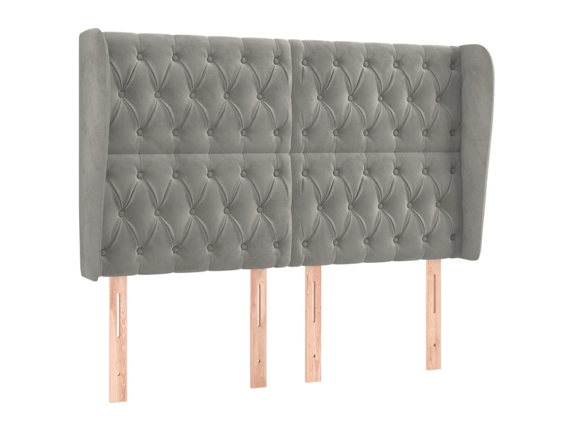Cabeceira de Cama com Abas Veludo Cinzento Claro MAISON EXCLUSIVE 163x23x118 cm