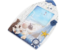 Porta Retratos Madeira 15 Estilo Náutico Mediterrâneo Decorativo Praia Estar Escritório Ornamento Oceânico Cm GOKOCO