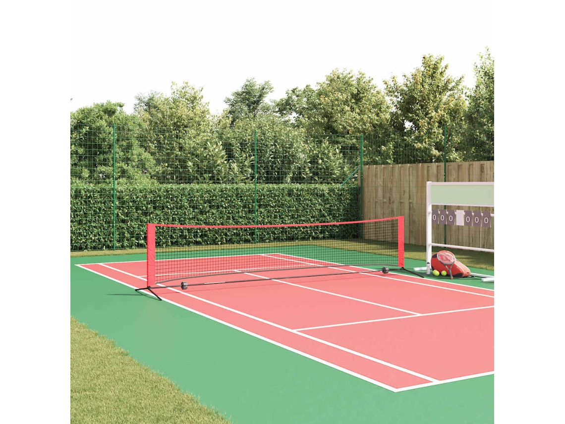 Vidaxl Rede De Tênis Preto E Vermelho 396 X 92 X 87 Cm Poliéster