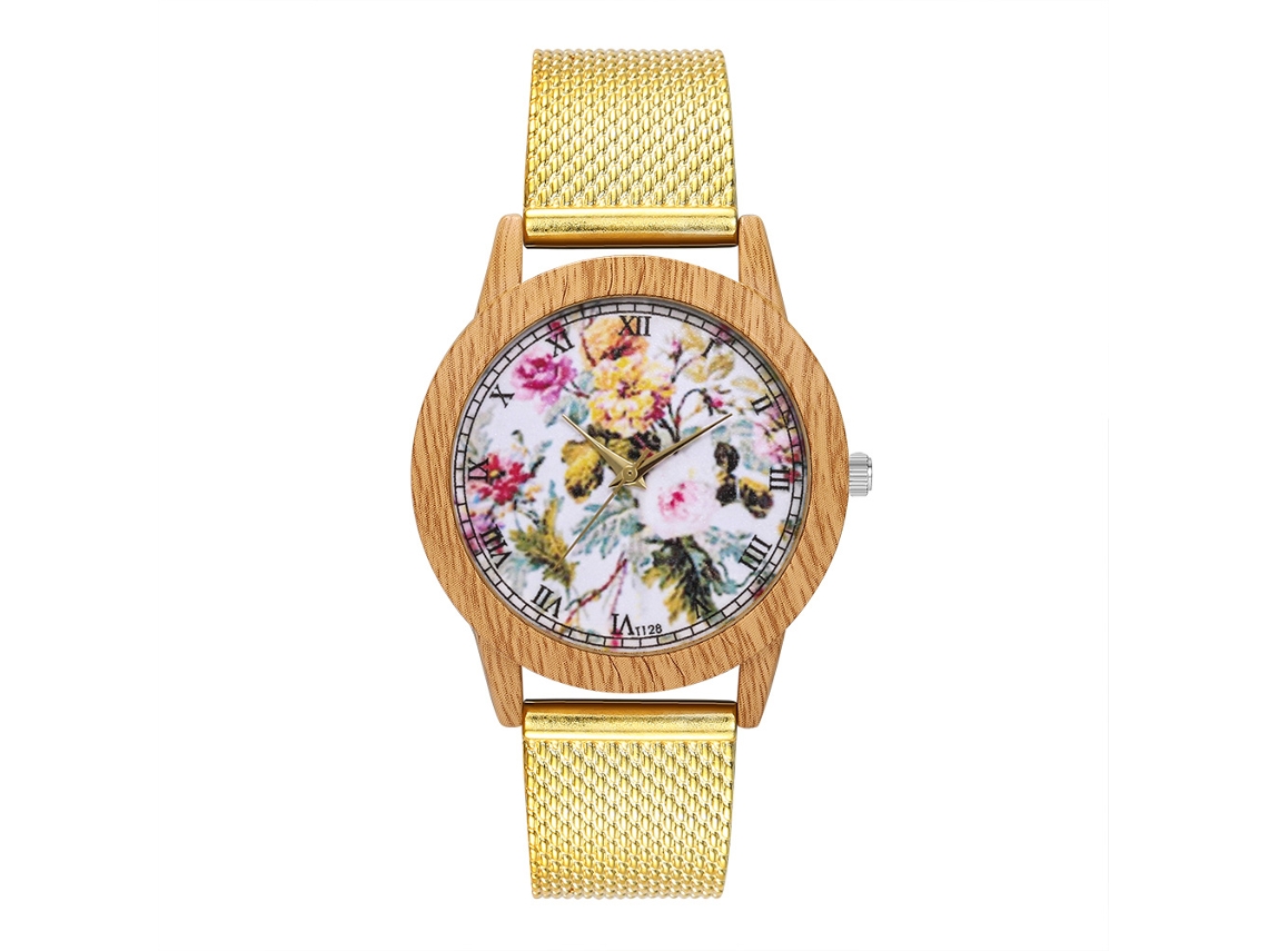 Relógio de pulso de quartzo com pulseira de silicone simples para homens e mulheres (dourado)