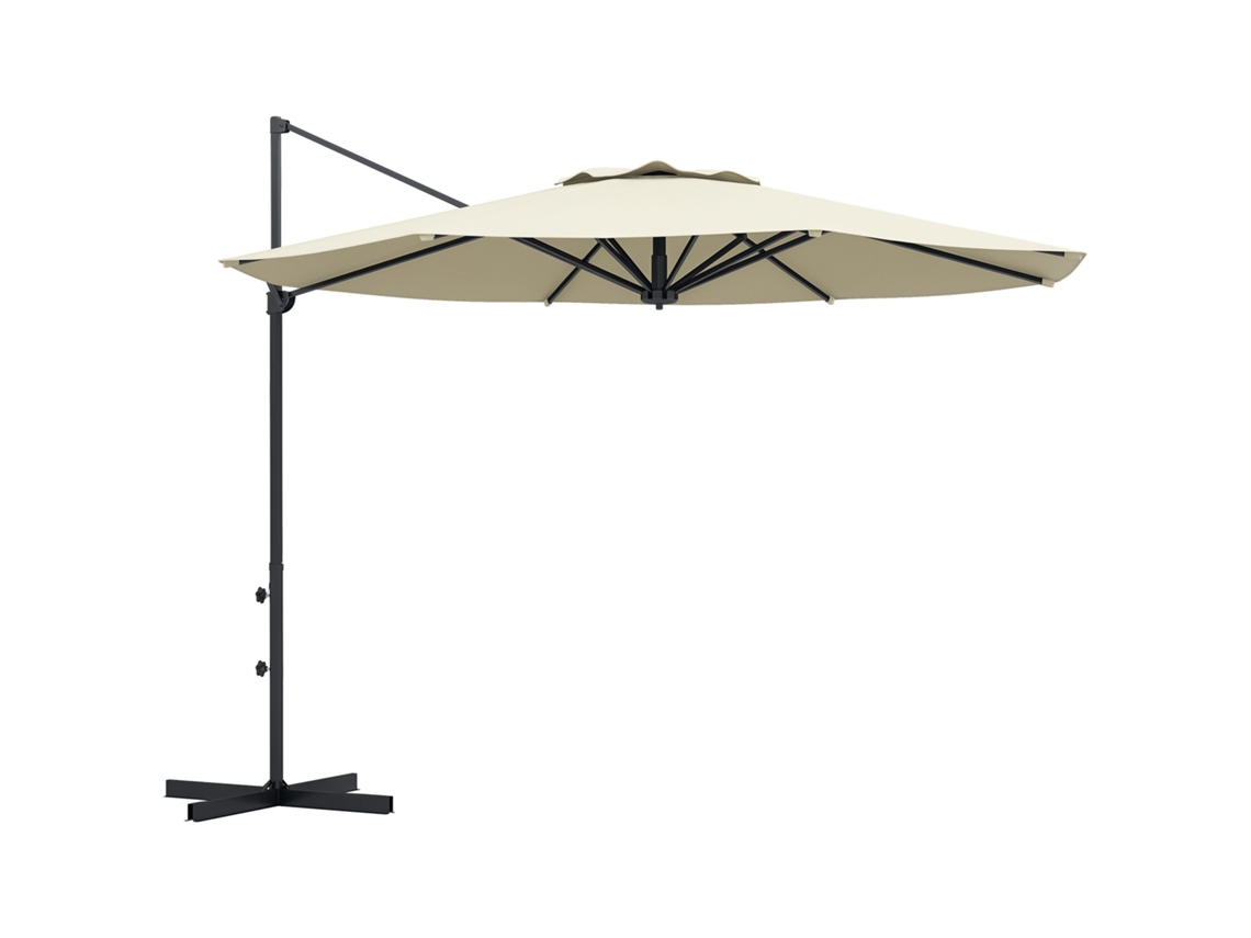 Guarda sol de Jardim Ajustável Ø294x242 Cm com Poste Giratório de 360°, Ângulo de Teto Ajustável e Ventilação Creme Ge