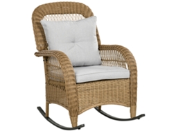 Cadeira de Balanço Estilo Boho, rattan Pe, capas Laváveis, natural+cinza Claro BTFORUS