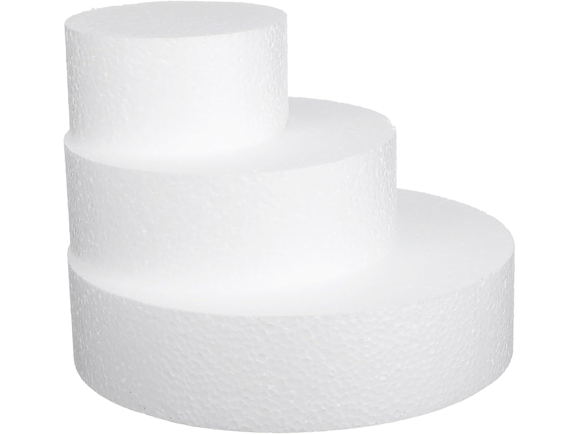 Conjunto de 3 moldes redondos de espuma para bolo, para praticar.