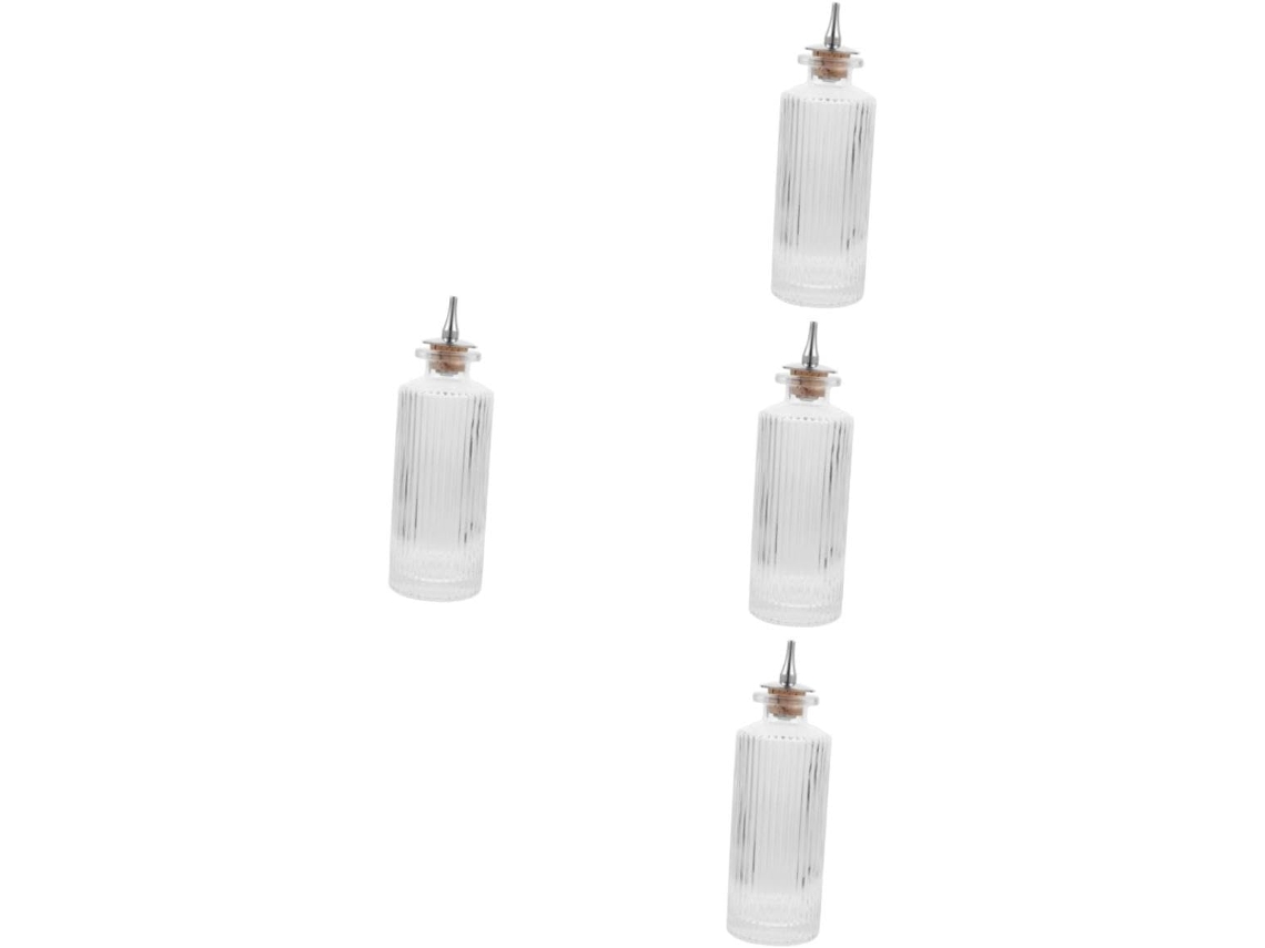 Conjunto De 4 Garrafas Vidro Para Bitters Com Rolhas Cortiça, À Prova Vazamentos E Multifuncionais