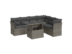 Conjunto de 7 Sofás para Jardim com Almofadões Vime Pe Cinzento MAISON EXCLUSIVE (7 pcs)
