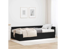Vidaxl Estrutura De Cama De Canto Com Colchão 2 Unid. Preto Tecido
