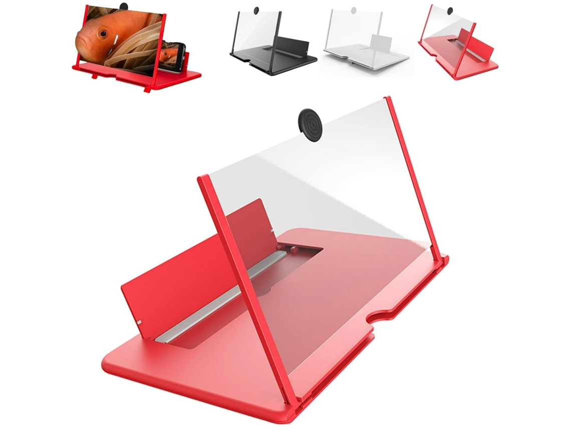 Amplificador De Ecrã Para Telemóvel, Ecrã De Telemóvel De Alta Definição De 12 Polegadas, Vermelho Elysve
