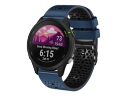 Bracelete de Smartwatch para Garmin Forerunner 255 music 22mm de silicone de duas cores perfurada (azul meia-noite + preto)