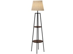 Abajur de Pé 2 Prateleiras de Armazenamento Soquete E27 40 W Abajur de Abajur 42 X 42 X 166 Cm Preto Marrom Ge