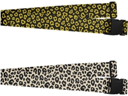 Conjunto De 2 Alças Bagagem Com Estampa Leopardo, Amarelo Vibrante E Preto, Resistentes, Ajustáveis, Malas