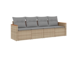 Conjunto de 4 Sofás Jardim com Almofadões Vime Pe Bege Misturado MAISON EXCLUSIVE