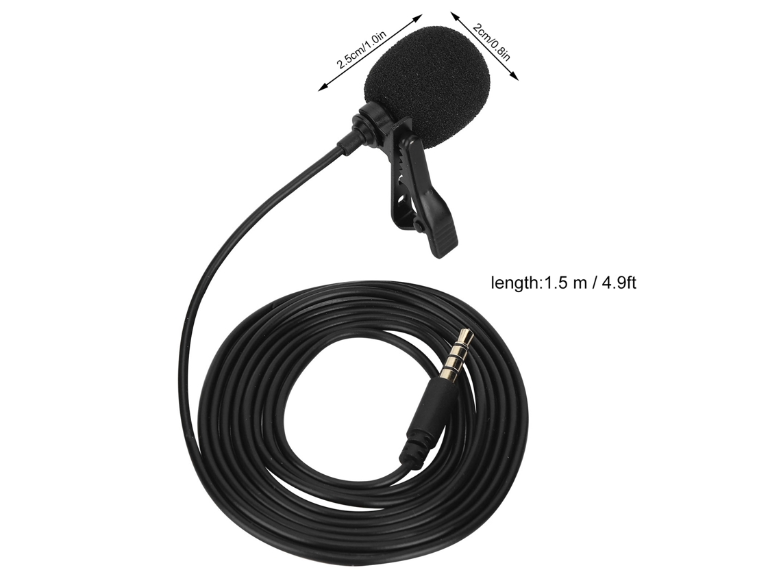 Mini Microfone De Lapela 3, 5 Mm Preto 1, M Aquaforge