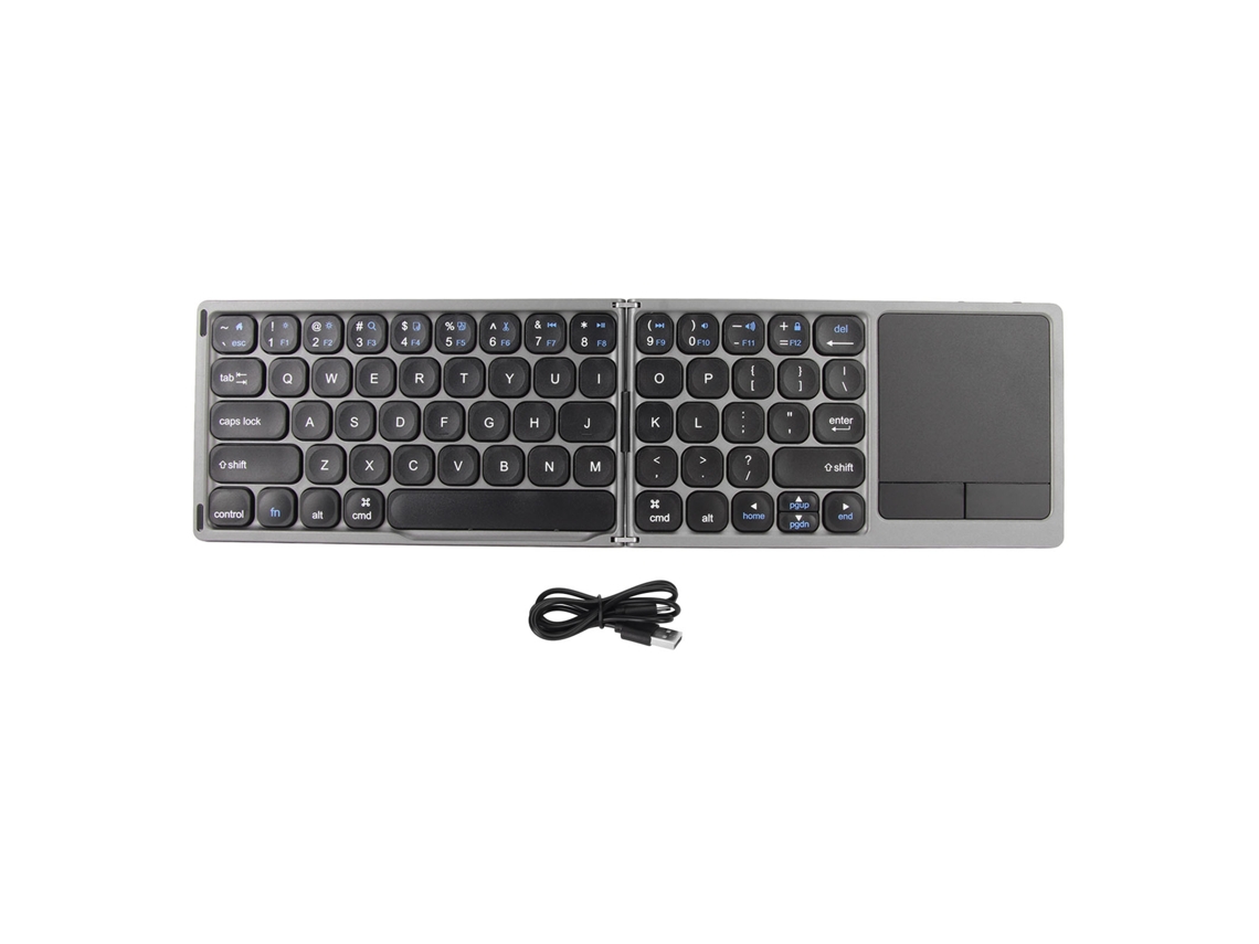 Teclado dobrável com touchpad de alta sensibilidade, carregamento tipo C, 7 visualizações de tela, para iOS, Android e Windows