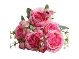 3 ramilletes de rosas persas, 5 cabeças, artificial, boda, decoração de sala, rosa, roxo, S/MARCA