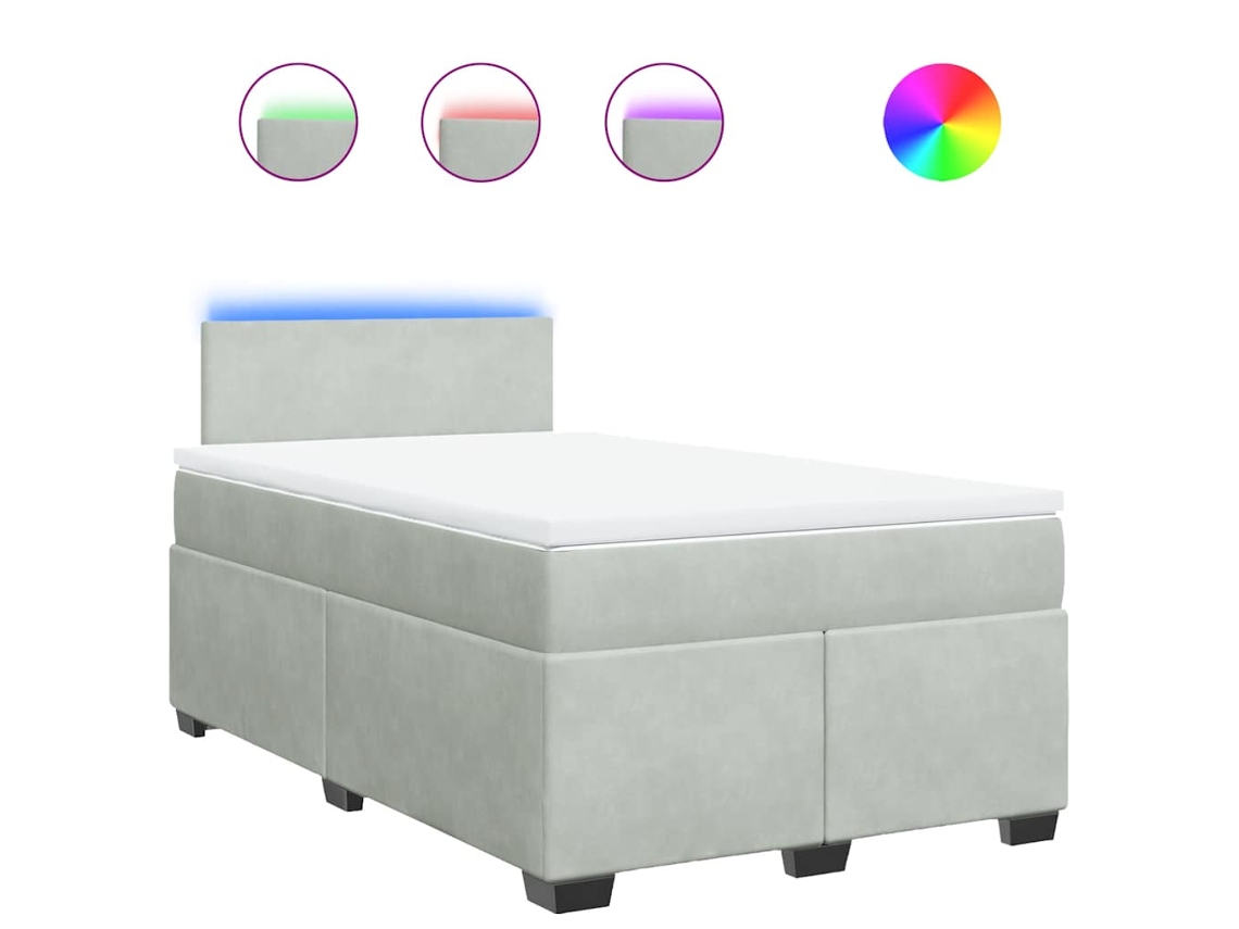 Cama Boxspring com Colchão 120x190 cm Veludo Cinzento Claro MAISON EXCLUSIVE