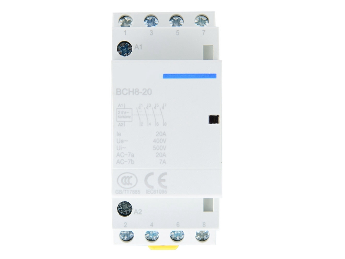 Contacto Ac Doméstico 4p 4no 20a Montagem Em Rail Din 24v