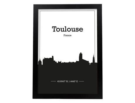 Pôster Do Mapa De Toulouse - França. Perde Com O Horizonte Das Cidades Da França Com Sombra Negra. Sem Quadro