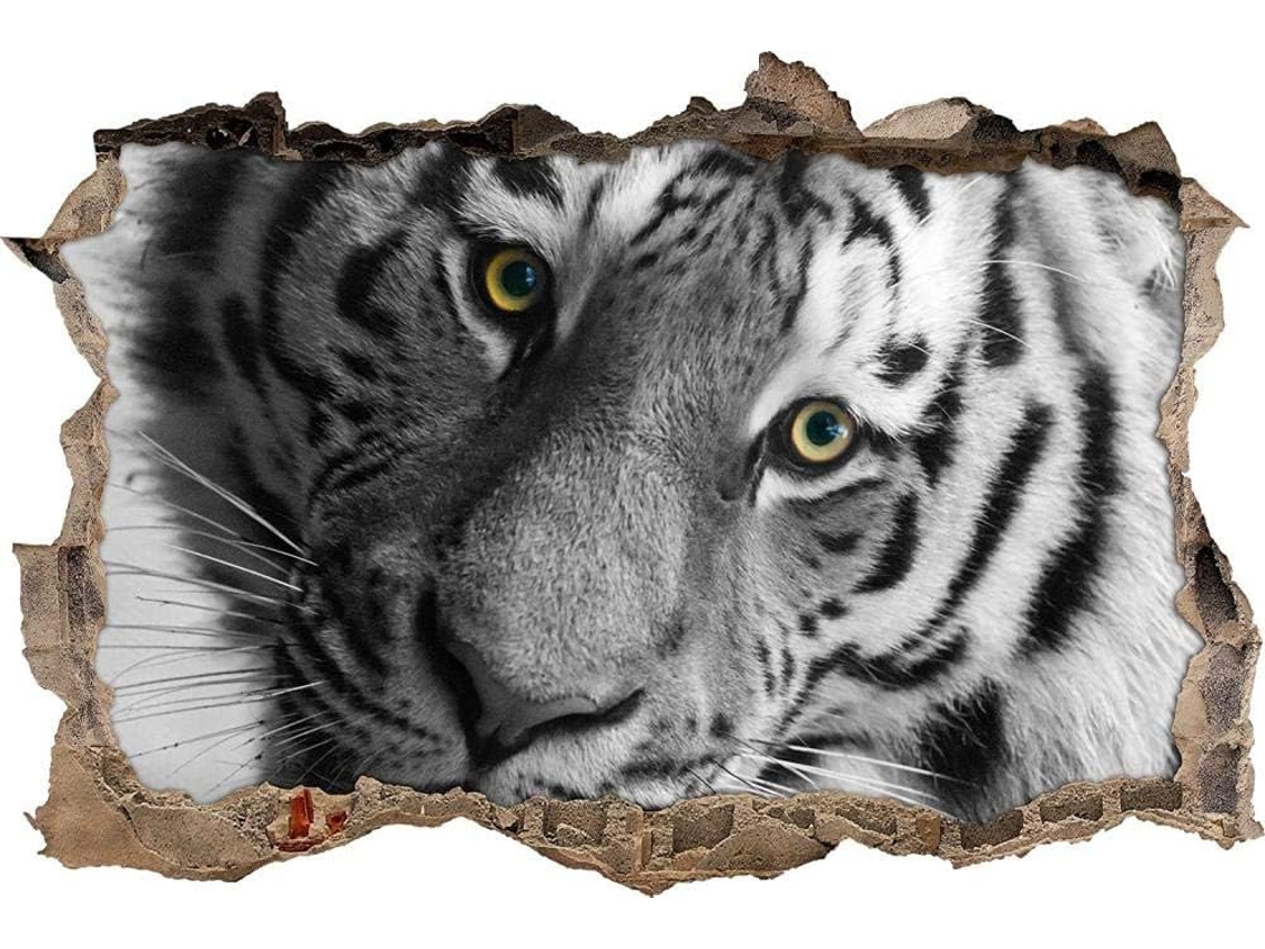 Adesivos Muraux Magnifique Tigre De Rosto Autocolante Adesivo Mural Para Salão De Beleza Chambre Cuisine Bureau Adulto Enfant 50x70cm