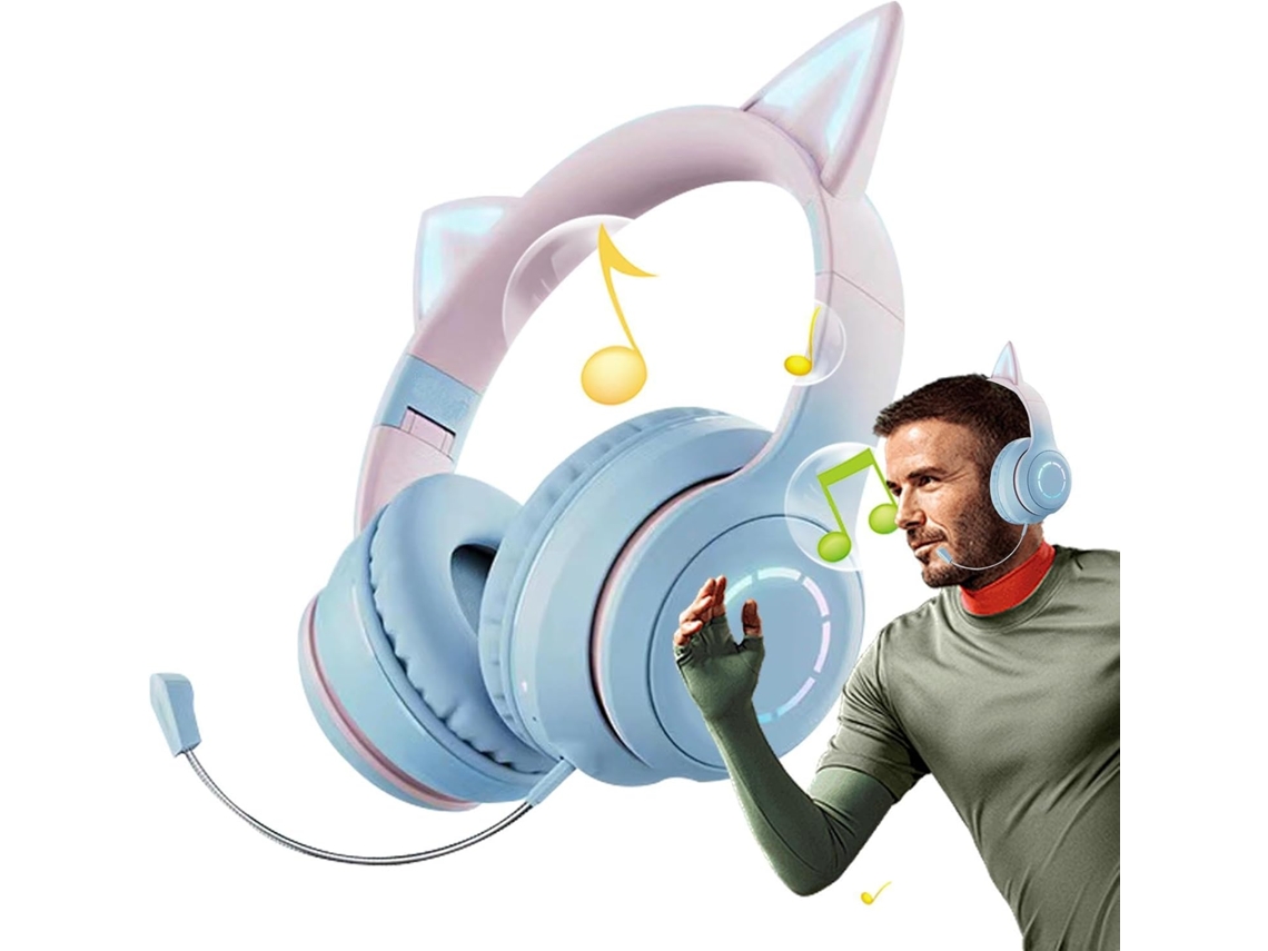 Fones De Ouvido Com Orelhas Gato Iluminadas Por Led Rgb, Dobráveis E Com Som Estéreo