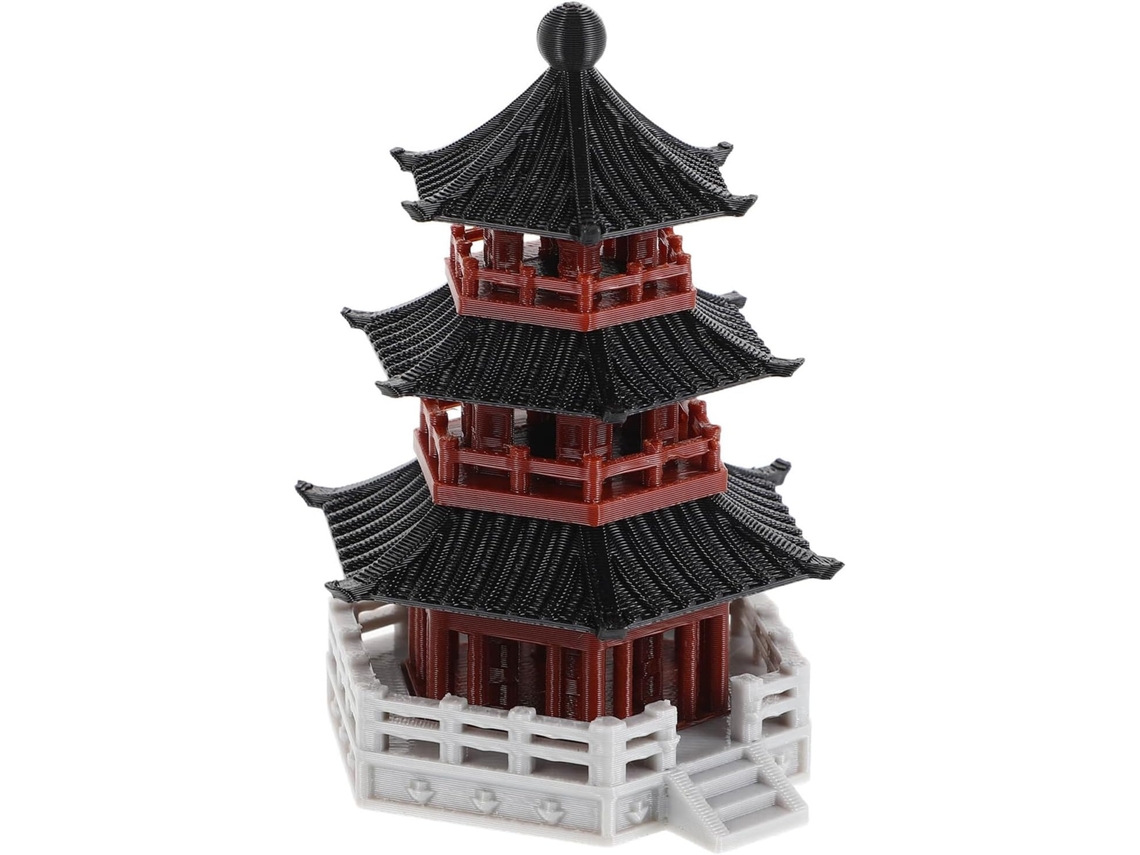 Estátua Miniatura Pagode Chinês Japonês Resina Pequeno Pavilhão 4 9 7 3 Decoração Bonsai Aquário Escritório GOKOCO