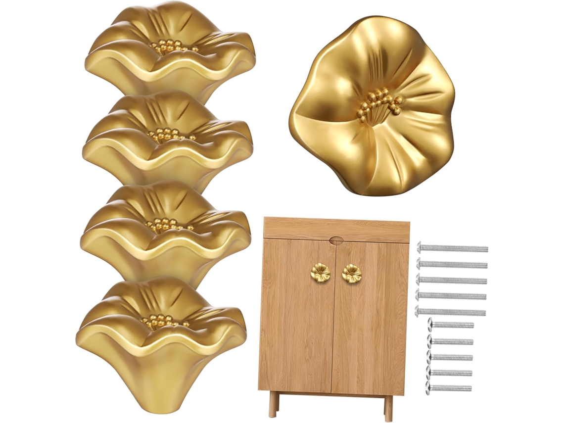 Jojofuny Conjunto De 5-puxadores Porta Armário Com Design Floral Para Cômoda E Móveis Cozinha