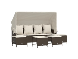 Conjunto de 5 Sofás para Jardim com Almofadões Vime Pe Castanho MAISON EXCLUSIVE (5 pcs)