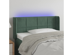 Cabecero con luces LED Terciopelo 93x16x78/88 cm Verde Oscuro