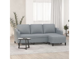 Vidaxl Sofá De 3 Lugares Com Apoio De Pés 180 Cm Tecido Cinzento-claro