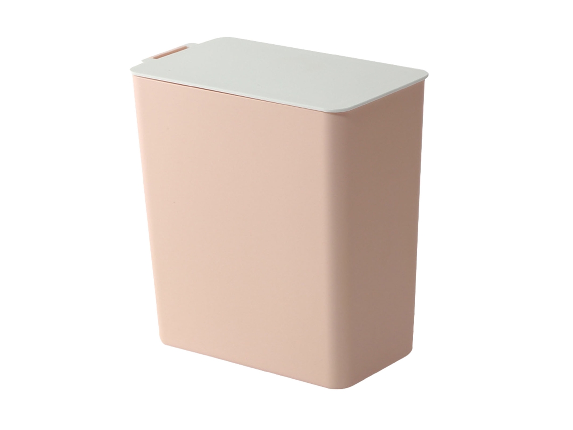 Lixeira Mini de Mesa com Tampa em Plástico Rosa Claro para Cozinha e Contador | S/MARCA