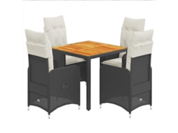Maison Exclusive - 5 Pcs Conjunto Bistrô De Jardim C/ Almofadões Vime Pe Preto