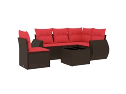 Conjunto de Sofá de Jardim, 6 Peças, Almofadas, Rattan Preto MAISON EXCLUSIVE