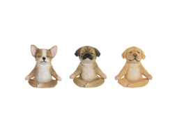 Figura Decorativa Home Esprit Castanho Cão 14,5 X 9,5 X 16 Cm (3 Unidades)