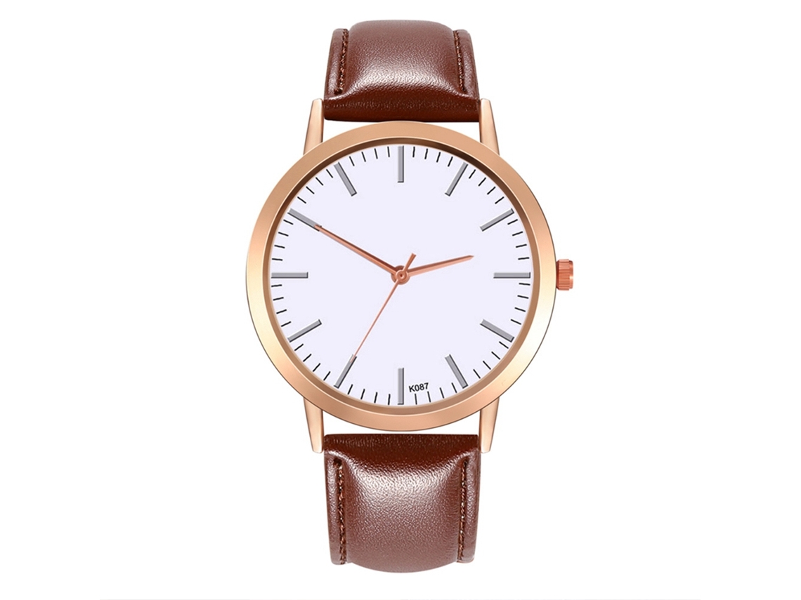 Relógio de Pulso Feminino Stylish de Couro Marrom Escuro com Movimento Quarts