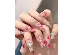 1 Peça de Tips para Unhas Modelo Z148 em Formato de Coelho Rosa com Gel