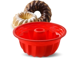 MEOIRUERY Formas De Silicone Para Forno, Forma Redonda Canelada De Grau Europeu, Antiaderente Para Bolo, Pão, Gelatina, 24 Cm Vermelha