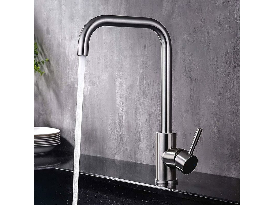 Torneira Misturadora De Cozinha, Misturador De Cozinha Giratório 360° Em Aço Inoxidável, Para Água Quente E Fria, Adequado Para Pias Simples E Duplas