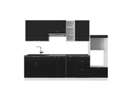 Cozinha Fame-line, 280cm, Pt Antracite, Preto Listrado/branco, Branco, Vicco