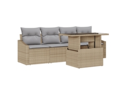 Conjunto 5 Assentos De Jardim Vidaxl Bege Vime Pe (100 X 55 X 73 Cm)